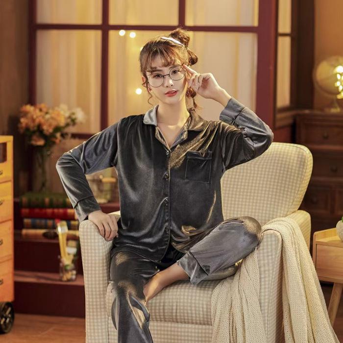 [Golden Velvet] Женская пижама из плюшевого кораллового флиса - красная, теплая для осени и зимы