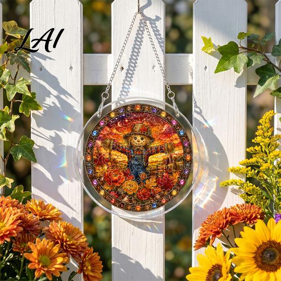 Decorative Window Art Acrylic Jigsaw Puzzle Suncatcher Stained Glass Style Halloween Skeleton Ghost Living Room Decor Sun Catcher for Gothic
