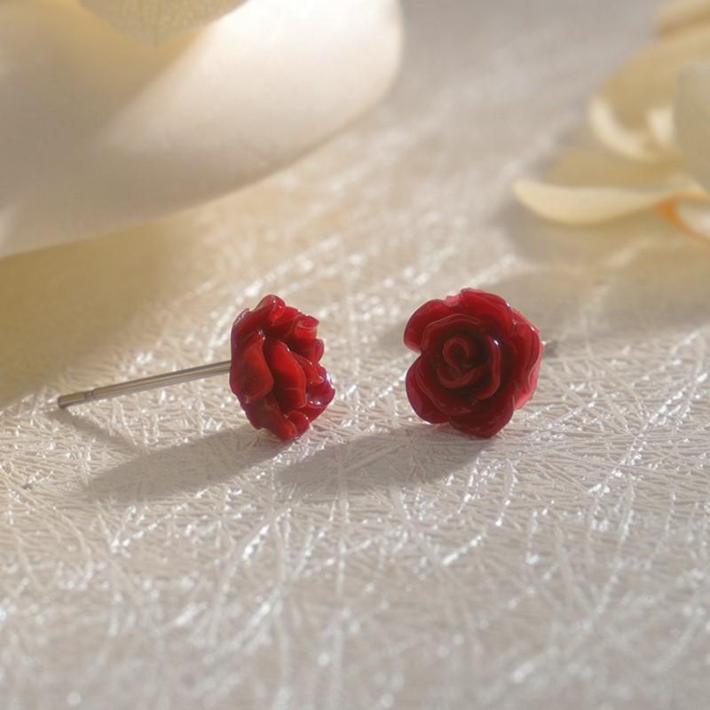 925 Silver Rose Earrings for Women Ear Stud Romantic Fresh Elegant Romantic Classic Jewelry Gift
