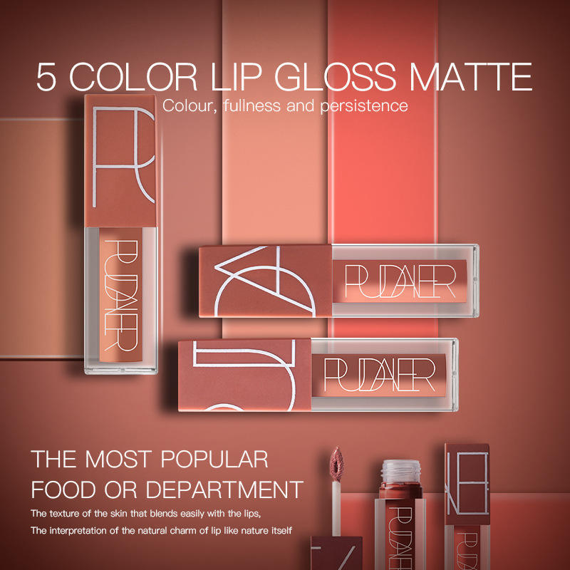 Pudaier Lip Gloss Matte Matte Velvet Liquid Lipstick с антипригарным покрытием, глазурь для губ, пятицветный набор