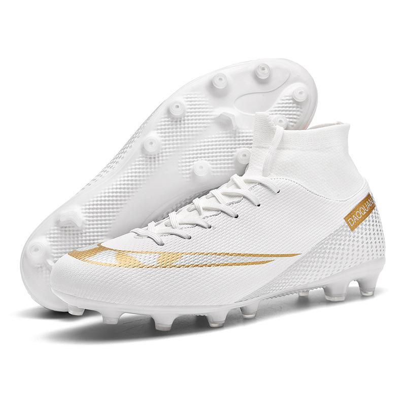 Футбольные бутсы высокие с шипами для искусственного газона кожаные для ног мужские и женские шипы для соревнований студенческие тренировочные бутсы цельные 2025