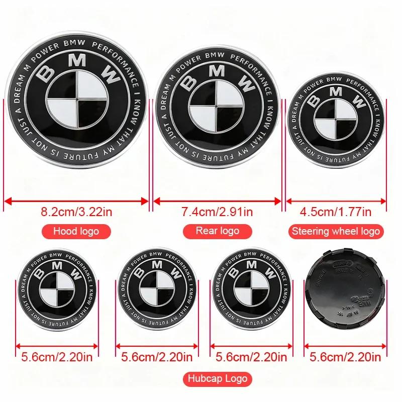 7Pcs For BMW F91 X3E83 X1E84 G60 X5E53 F12 F13 Car Front Hood Trunk Logo Hub Center Cover Steering Wheel Center Badge Stickers