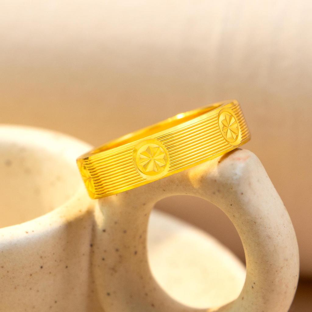2026 Vietnamese Sand Gold Brushed Rice Pattern Ring: Ancient Method, Luxurious High-End Feel
