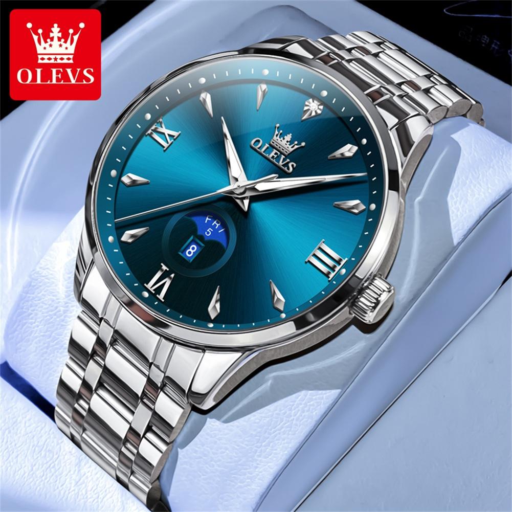 Классические мужские часы с минималистичным циферблатом, водонепроницаемые, с календарем на неделю, настоящие кварцевые наручные часы с ремешком из нержавеющей стали