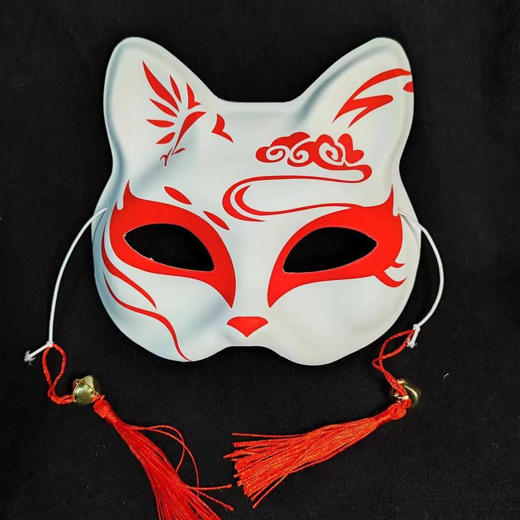Luminous Cat Fox Mask - Hand-Painted Japanese Style Halloween Party Cosplay for Women