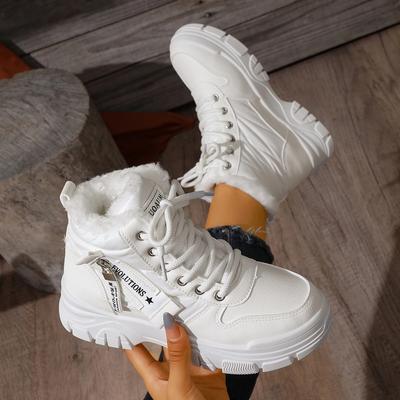 Женские ботильоны Теплые Увеличивающие рост Зимние ботинки Высокий верх Платформа Хлопок Спортивная обувь Модные Водонепроницаемые ботинки Женские