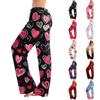Womens Pajama Pants Sleepwear Casual Drawstring Elastic Waist Pants Comfy Straight Yoga Loose Trousers