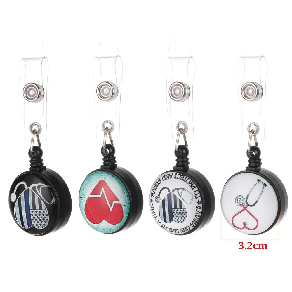 ID Card Badge Holder Clip Name Card Holder Nurse Doctor ID Badge Holder Key Chain Retractable Badge