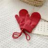 Warm Knitted Gloves With Lanyard Winter Mittens Cute Warm Baby Gloves