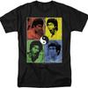 Брюс Ли Входит Дракон Цветной блок Унисекс Взрослая Футболка Черная