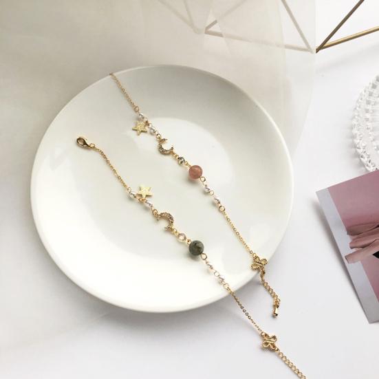 Женский браслет со стразами, звездой и луной, из бисера, браслет-цепочка, ювелирный подарок