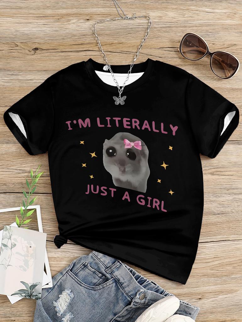 Одежда для детей, девочек, милых, грустных, хомячков, одежда для девочек, футболки, детская футболка, летняя детская одежда для девочек, топ