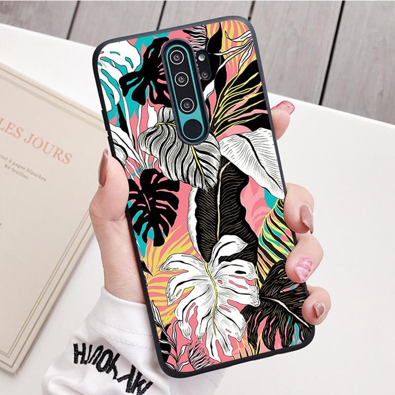 Retro Banana Leaf Flower Black Silicone Phone Case For Redmi Note 8 7 Pro S 8T for Redmi 9 7A Cover Shell