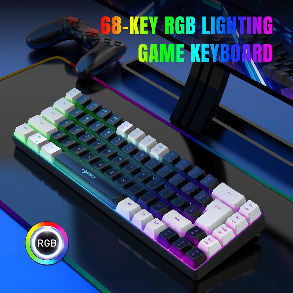 HXSJ V200 Wired K68 RGB Streamer Mini Gaming Keyboard 19-Key Conflict-Free Membrane Keyboard But