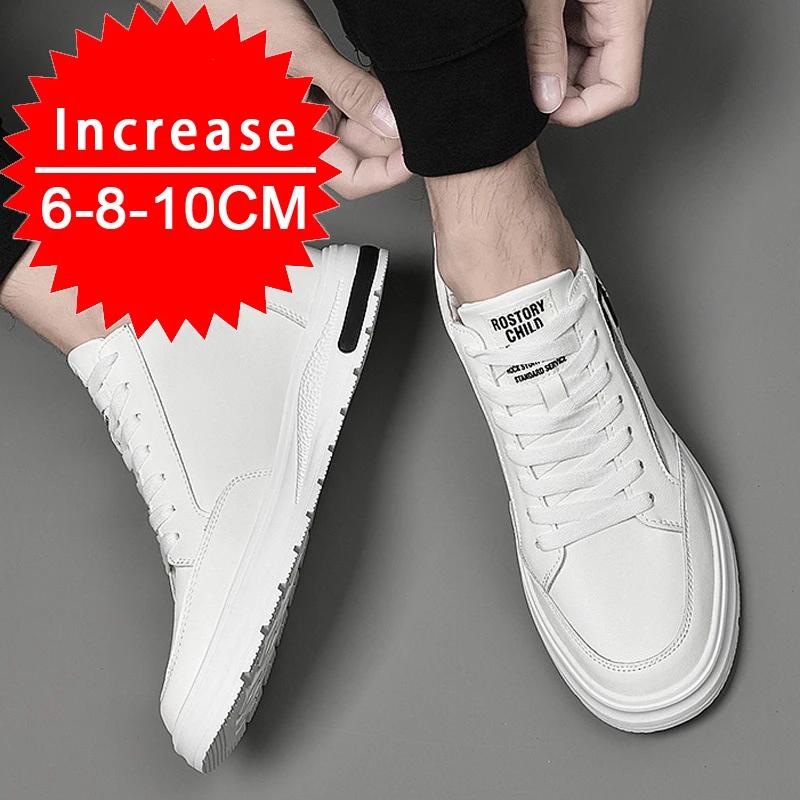 New Men's Height-increasing Sports Shoes with an Inner Height of 8 Cm, Casual Shoes for Men, Genuine Leather Elevator Shoes