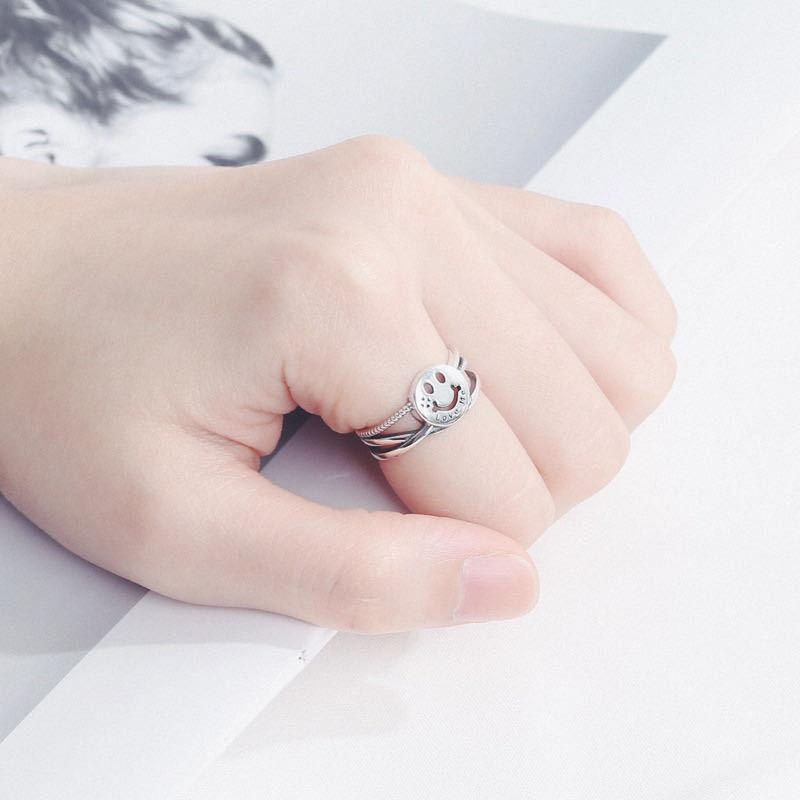 Style Smiling Face Goodluck Ring Female Ins Fashion Versatile Index Finger Open Ring Ring Trend