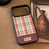 Vintage burgundy plaid phone case suitable for Apple 17 Pro Max, iPhone 16, hard resin, fall-proof for 15, autumn and winter, 13