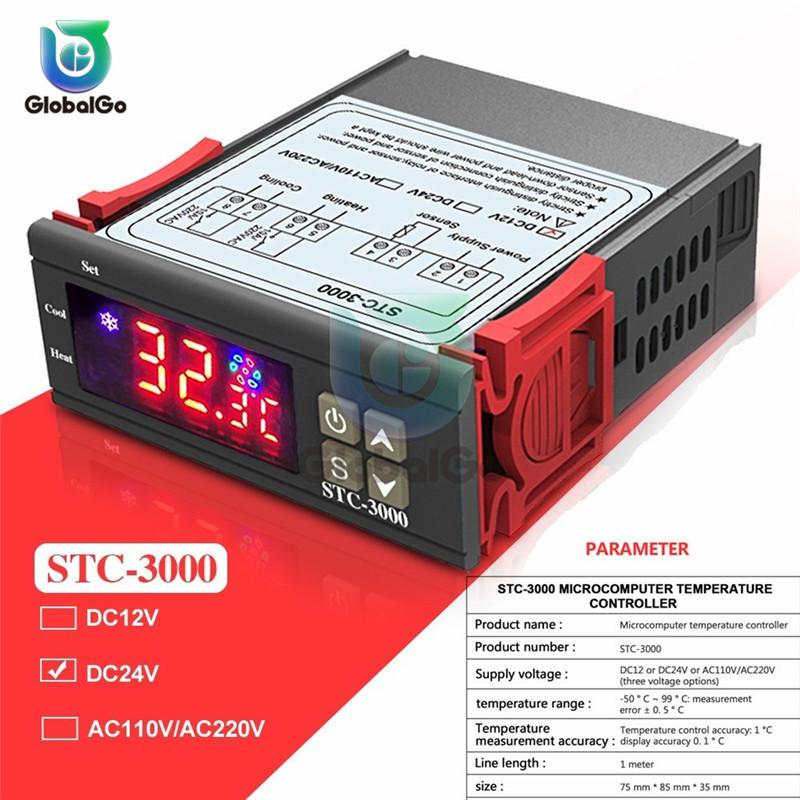 STC-1000 3000 3008 Digital LED Temperature Controller Temperature Sensor Relay Heating Thermoregulator Cooling Heater Thermostat