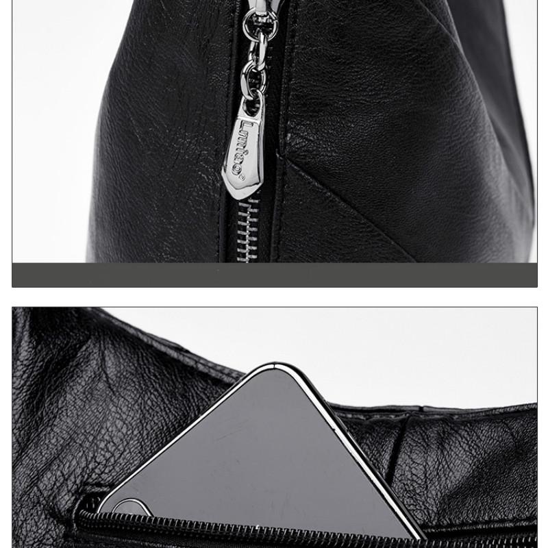 Women Bag Female Messenger Bag Solid Color Soft Leather PU Shoulder Portable Bag Ladies Bag