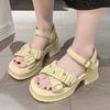 2024 Fashion Ladies Sandals Rhinestone High Heel Open Toe Buckle Sandals Summer Casual Beach Sandals Platform Sandals