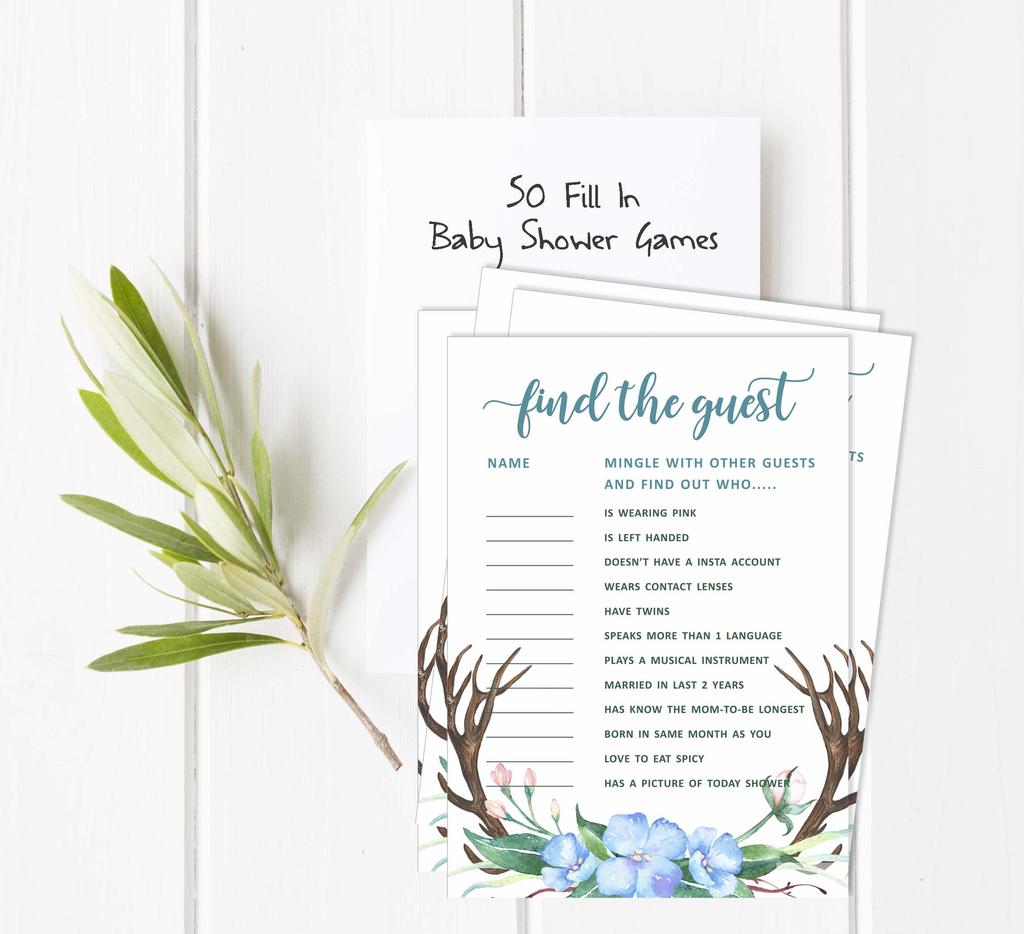 Inkdotpot 50 МалышАлфавитА Игра ABCAРога (мальчик) Baby Shower Game Гендерно-нейтральная вечеринка