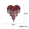 1 Pcs Luxury Jewelry Blood Black Rhinestone Heart Lapel Pin Long Thread Tassel Brooch Women's Brooch