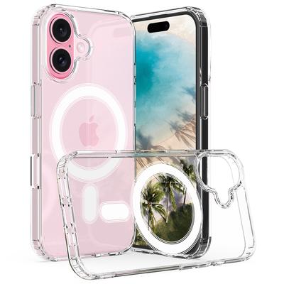 Прозрачный чехол для iPhone 16 Plus, совместимый с MagSafe, из ТПУ+Акрила, тонкая крышка для телефона