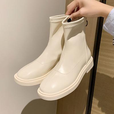 Модные женские ботильоны осень 2024 новые короткие сапоги из искусственной кожи на платформе женские плоские круглые носки на молнии белые сапоги Botas De Mujer