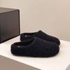 2025 осень и зима новые толстоподошвенные пушистые тапочки женские уличные тапочки плюшевые с закрытым носком ленивые тапочки из хлопка