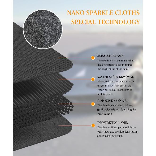 Ткань Nano Sparkle для удаления царапин на автомобиле, Ткань Nanosparkle для царапин на автомобиле, Нано-салфетки для автомобиля, Безопасно для всех цветов автомобилей, Удаляет пятна от воды и