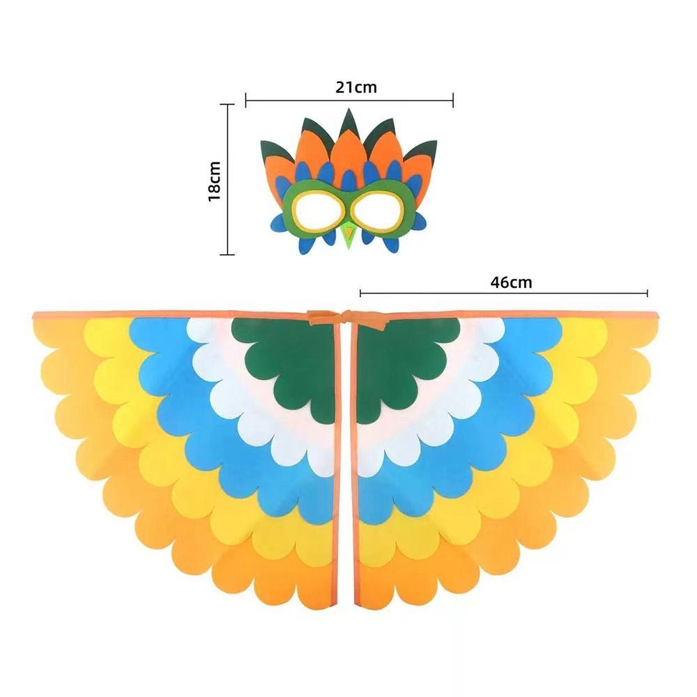 Peacock Owl Animal Bird Wings+Mask Suit Stage Performance Felt Winged Cloak Halloween Felt Cape