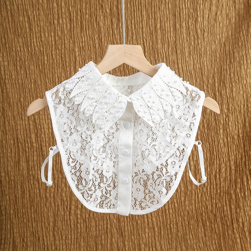 New Fake Collars Woman Vintage Half Shirt False Collar Woman Embroidery Detachable Lapel Collar Faux Col Accessories