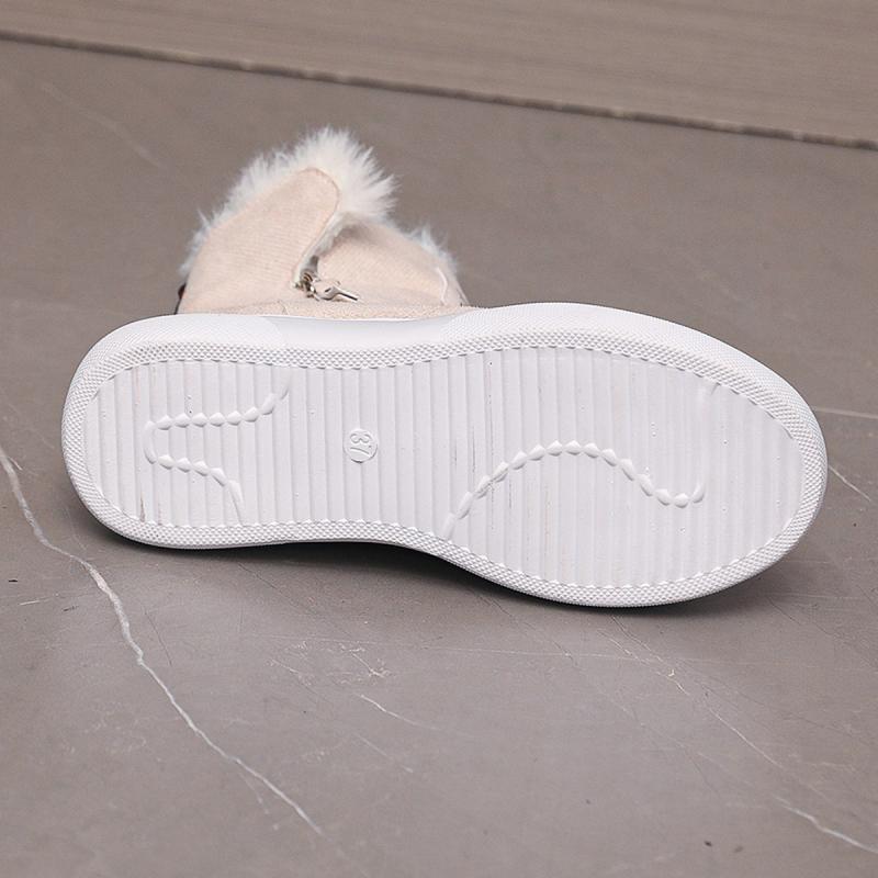 Chunky Platform Wedge Heel Furry Ankle Boots Women 2025 Winter Side Zip Thick Bottom Fluffy Fur Snow Boots Warm Plush Suede Shoe