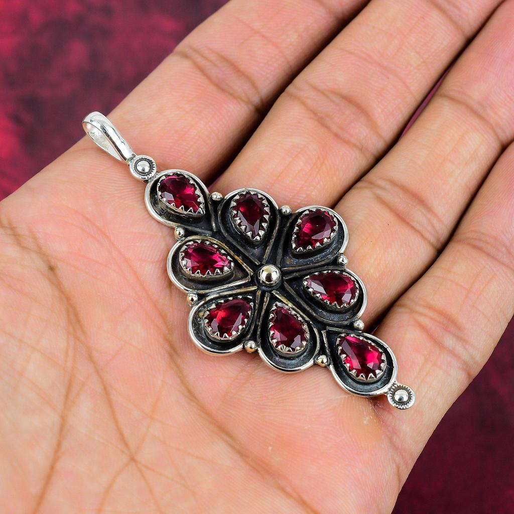 Ювелирные изделия из красного граната, кулон из цельного серебра 925 пробы, кулон из драгоценных камней ручной работы на День памяти