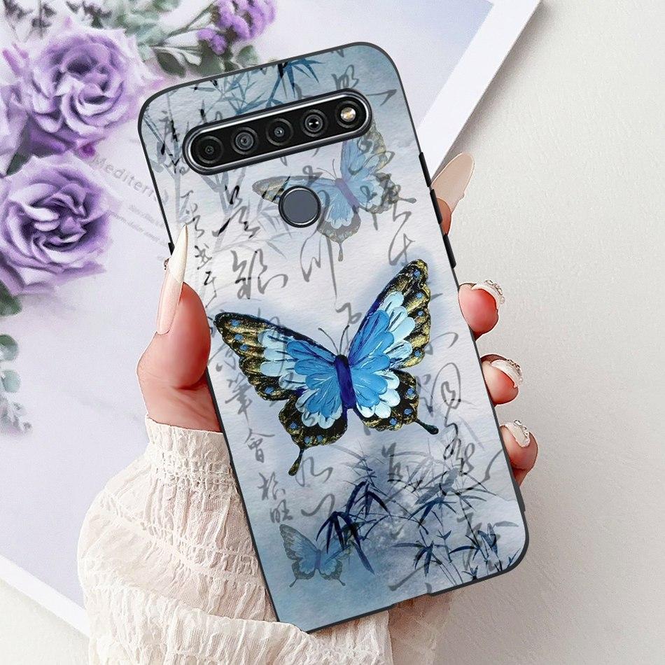 Для LG K41S K51S 2020 Элегантный Чехол для Телефона с Цветочным Котом, Для LG K41S K51S LM-K410 LM-K510 Черный Силиконовый Мягкий Чехол