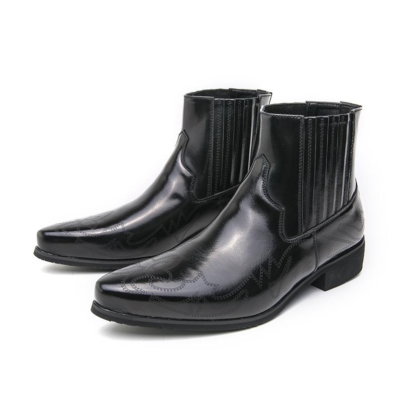 Мужские ретро кожаные ботинки челси внешнеторговые повседневные европейские и американские остроносые на толстом каблуке в испанском стиле мужские ботинки мотоциклиста