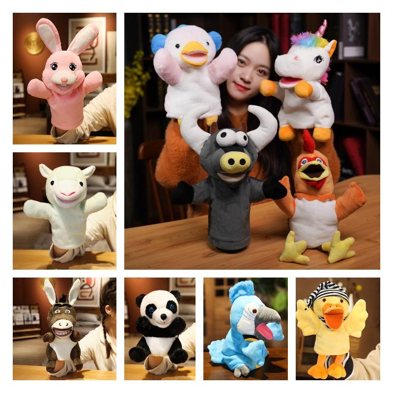 Большого размера кукла-марионетка фермерского животного Мягкая и пушистая Заяц Осел Панда Единорог Петух