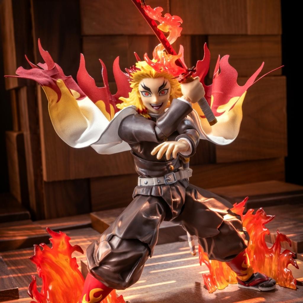 Anime Shf Rengoku Kyoujurou Handmade Cloak clothes Built In Iron Wire Is Suitable for 1/12 Movable Humanoid Toy