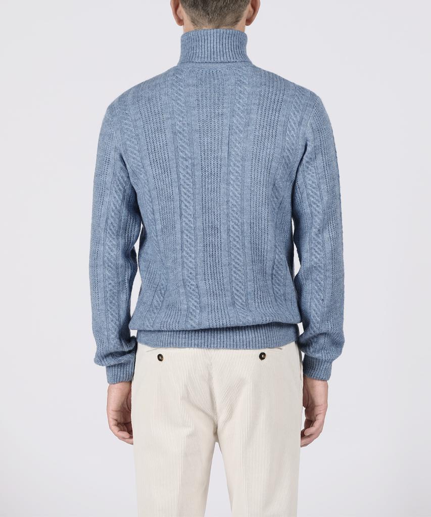 PANICALE Blue Melange Cable Turtleneck Knit