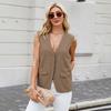 Women Single Breasted Sleeveless Vest Open Front Office Work Blazer Casual V