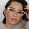 Triangular Cat Eye Clear Lens Glasses Myopia Nerd Spectacles Degree -0.5 -1.0 -2.0 To -6.0 Metal Frame Hyperopia +0.5 To +6.0