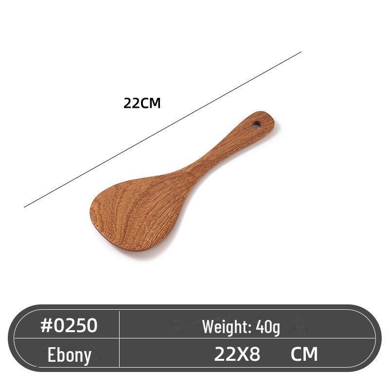 Набор кухонных ложек из черного дерева: Лопатка с длинной ручкой, лопатка для жарки, набор кухонных принадлежностей.