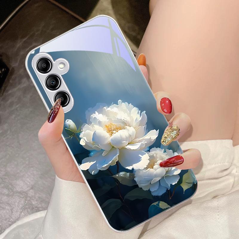 Стеклянный чехол для телефона Samsung Galaxy A14 4G 20 30 52 20S 21S 22 A25 32 33 34 42 50 51 53 54 70 71 72 73 5G Чернильная гора Камелия