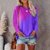 Women Casual Long Sleeve None Pullover Regular Polyester T-Shirt Crew Neck Top