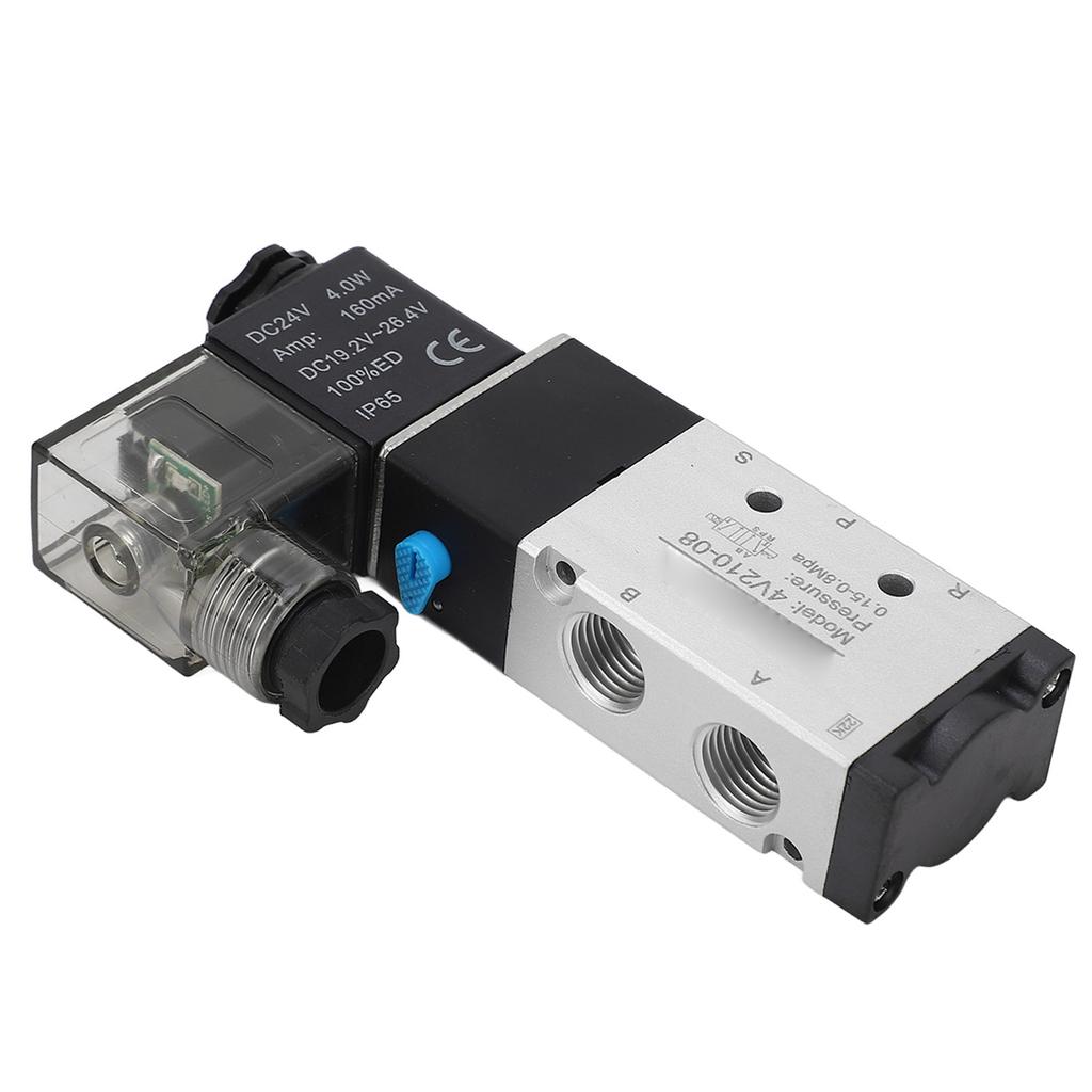 Электромагнитный пневмораспределитель 2-позиционный 5-линейный Алюминиевый сплав Высокая точность Пневматический реверсивный клапан DC24V PT