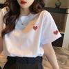 Pure Cotton Love Round Neck Short-sleeved T-shirt Women's Clothing Summer 2025 New Milk Apricot Loose and Thin Half-sleeved Top