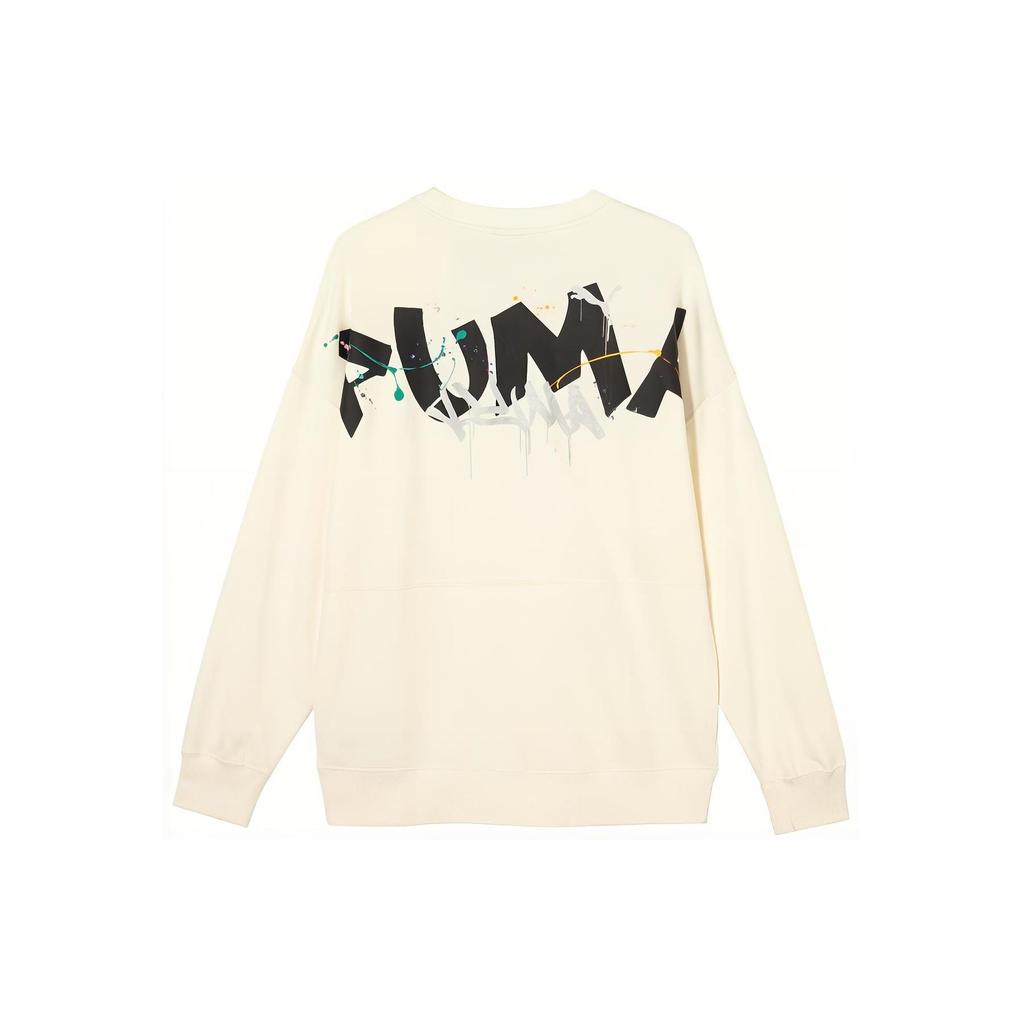 Puma Classics Ftp Crew Tr Solid Color Embroidered Design Round Neck Knitted Long Sleeve Sweatshirt Unisex Sweatshirt White 625829-65