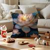 Fashion Lotus Cushion Cover Anti-dustmite Pillowcase Invisible Zipper Silky Short Plush Sofa Cushion Cover
