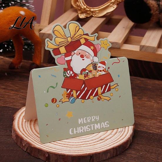 Festive Paper Cards 10 Pcs 3D Christmas Greeting Card, Cute Tree Santa Snowman Wreath Design Holiday for Messages, Wishes Colorful Crafts