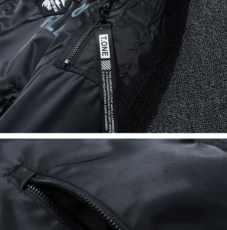 Men's Plus Size Reversible Winter Bomber Jacket - Extra Thick Cotton Baseball Style Coat